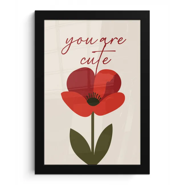 Klaproos - Bloem - Rood - Valentijn fotolijst zwart zonder passe partout klein -3d