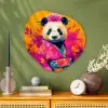 Kimono - Roze - Panda - Bloemenkroon Wandcirkel Organisch Forex 3mm middel -sfeer2