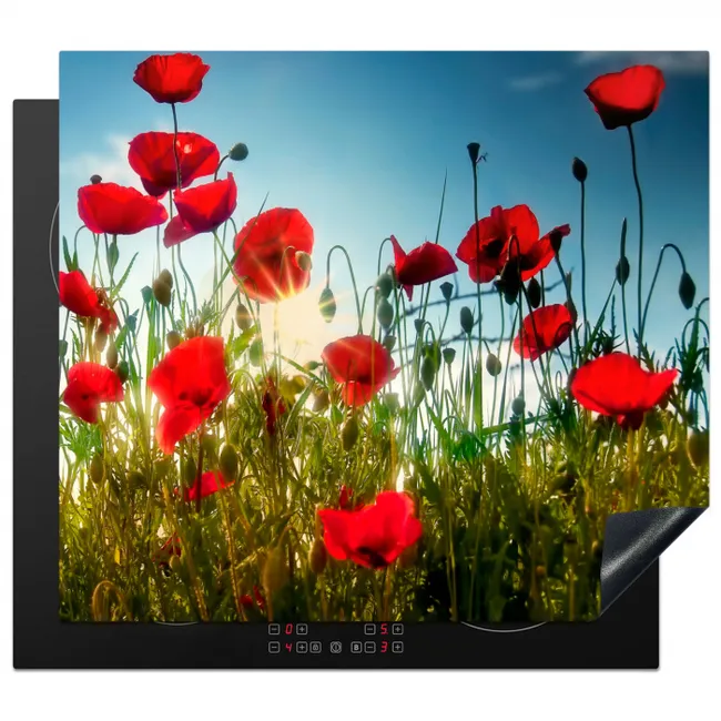 Zomerse Klaprozenpracht Inductie beschermer vinyl 3mm middel -3d