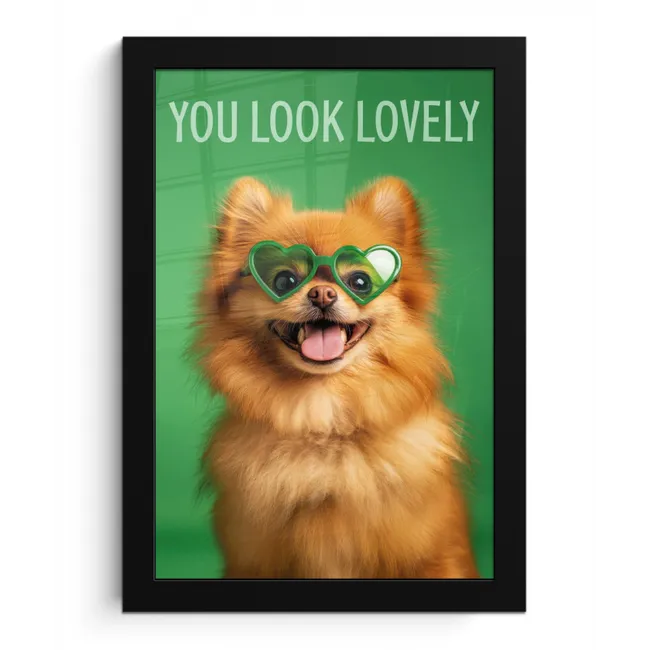 Hond - Zonnebril - Valentijn - Love fotolijst zwart zonder passe partout klein -3d