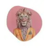 Leeuw - Pak - Geruit - Bril Wandcirkel Organisch Forex 3mm klein -3d