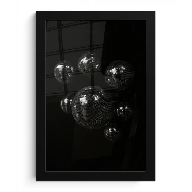 Discoballen - Minimalistisch - Zwart fotolijst zwart zonder passe partout klein -3d