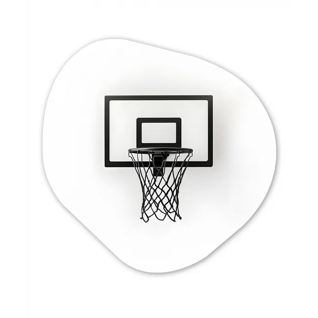 Basketbalbord - Minimalistisch - Zwart Wandcirkel Organisch Forex 3mm klein -3d