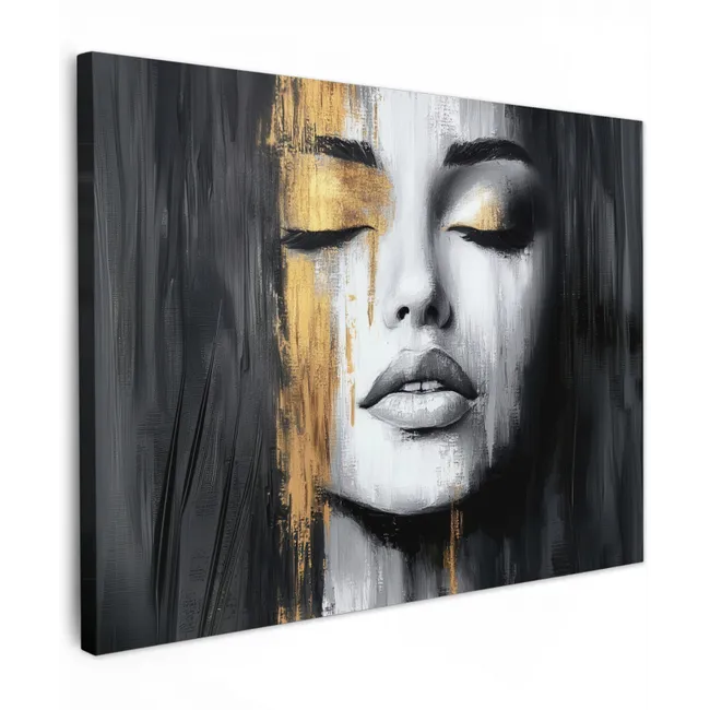 Leinwandbild - Gesicht - Frau - Pinselstriche - Abstrakt