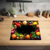 Groente - Graffiti - Kleurrijk - Koken - Abstract Inductie beschermer vinyl 3mm middel -sfeer5