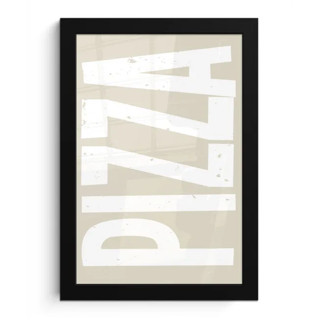 Pizza - Decoratie - Japandi - Wit fotolijst zwart zonder passe partout klein -3d
