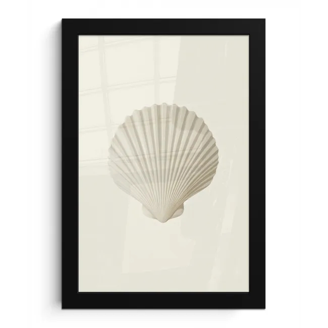 Schelp - Minimalistisch - Wit fotolijst zwart zonder passe partout klein -3d