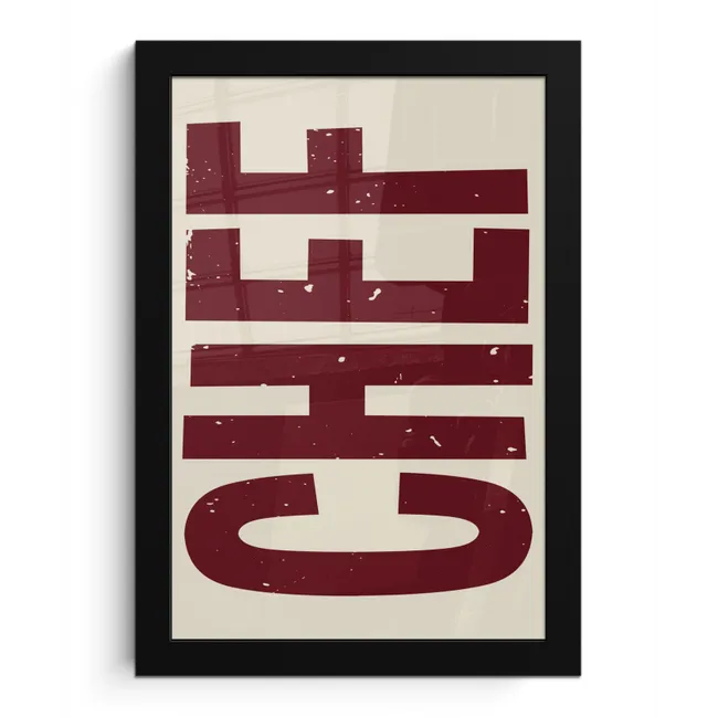 Chef - Rood - Japandi - Vintage fotolijst zwart zonder passe partout klein -3d