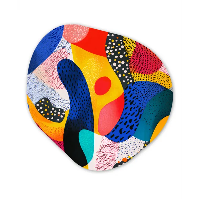 Vormen - Abstract - Stippels - Blauw Wandcirkel Organisch Forex 3mm klein -3d