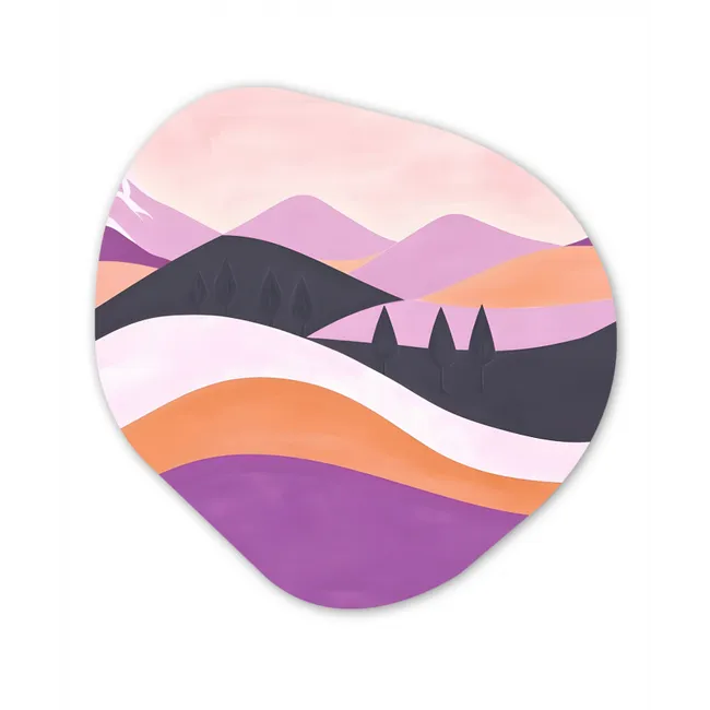 Abstract - Heuvels - Bomen - Groen Wandcirkel Organisch Forex 3mm klein -3d