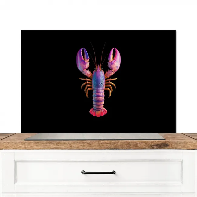 Kreeft - Paars - Roze - Zwart - Stippen - Lila Spatscherm Aluminium middel -3d_zonderpan