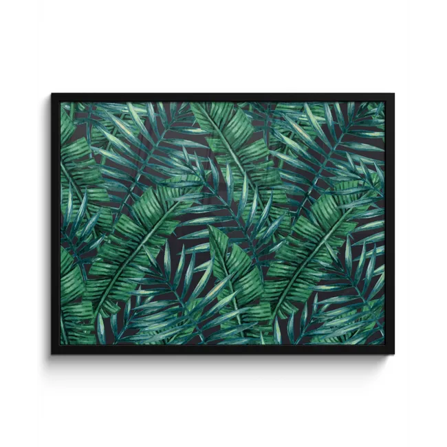 Bladeren - Tropisch - Jungle -  Natuur fotolijst zwart zonder passe partout middel -3d