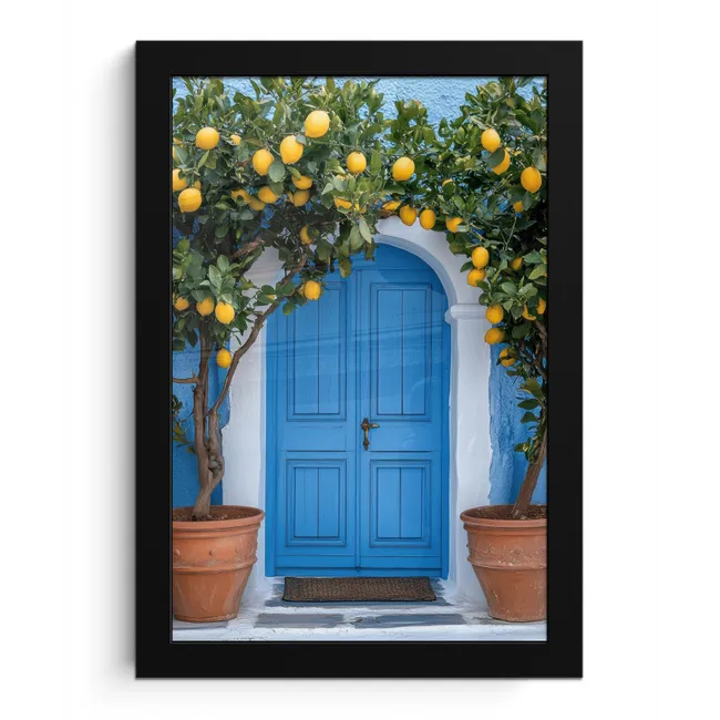Citroenbomen - Geel - Deur - Potten fotolijst zwart zonder passe partout klein -3d