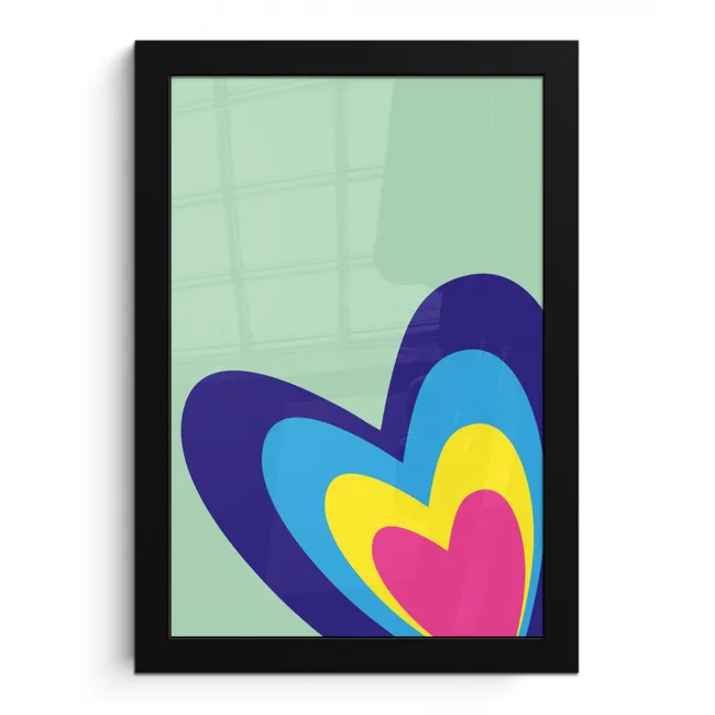 Hartjes - Kleurrijk - Valentijn fotolijst zwart zonder passe partout klein -3d