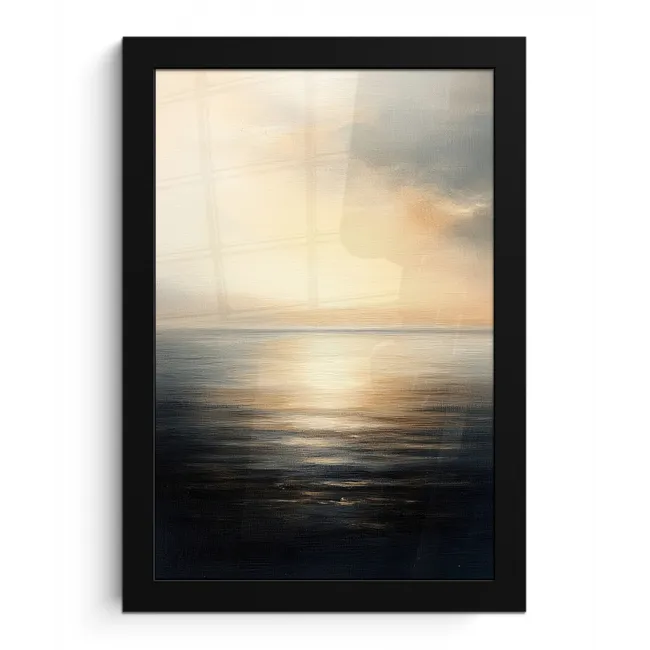 Zon - Horizon - Zee fotolijst zwart zonder passe partout klein -3d