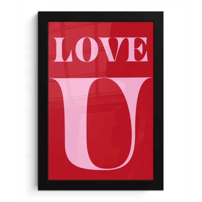 Rood - Love - Valentijn - Roze fotolijst zwart zonder passe partout klein -3d