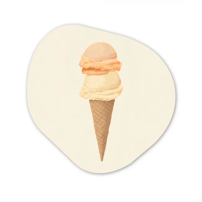 Minimalistisch - Schepijs - Hoorntje - Beige Wandcirkel Organisch Forex 3mm klein -3d