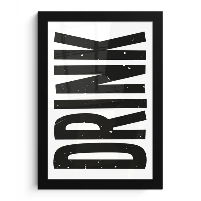 Drink - Zwart - Wit - Decoratie fotolijst zwart zonder passe partout klein -3d