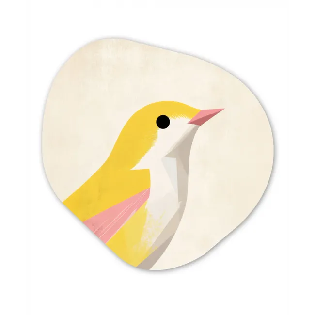 Vogel - Minimalistisch - Geel Wandcirkel Organisch Forex 3mm klein -3d