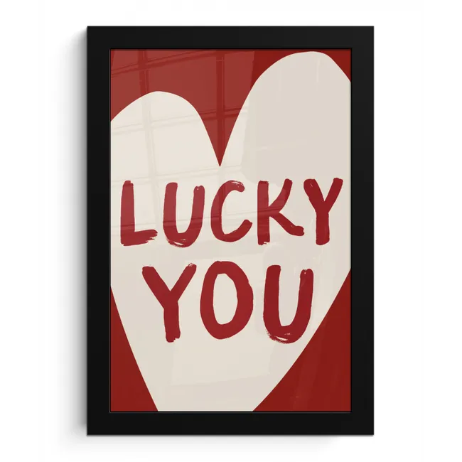 Lucky - Hart - Rood fotolijst zwart zonder passe partout klein -3d