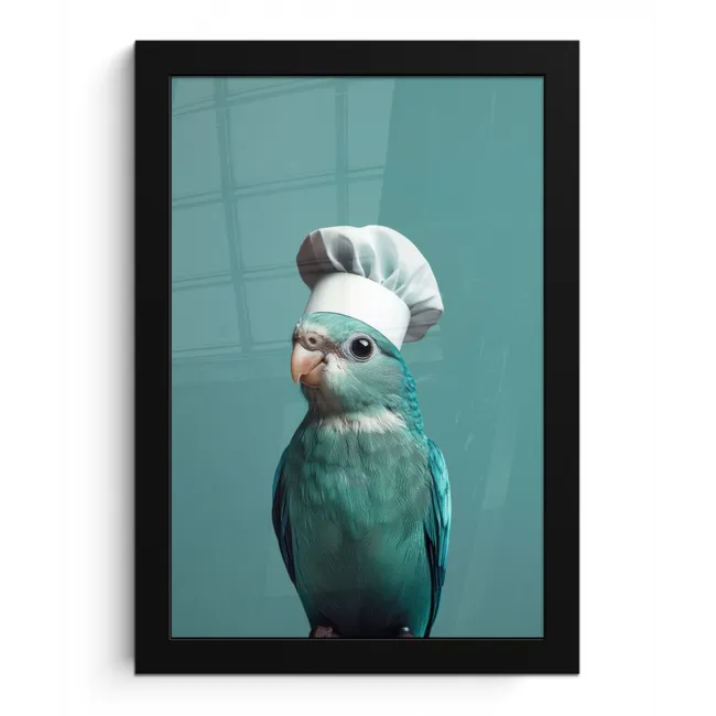 Parkiet - Vogel - Koksmuts - Cute fotolijst zwart zonder passe partout klein -3d