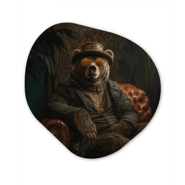 Beer - Bruin - Pak - Hoed Wandcirkel Organisch Forex 3mm middel -3d