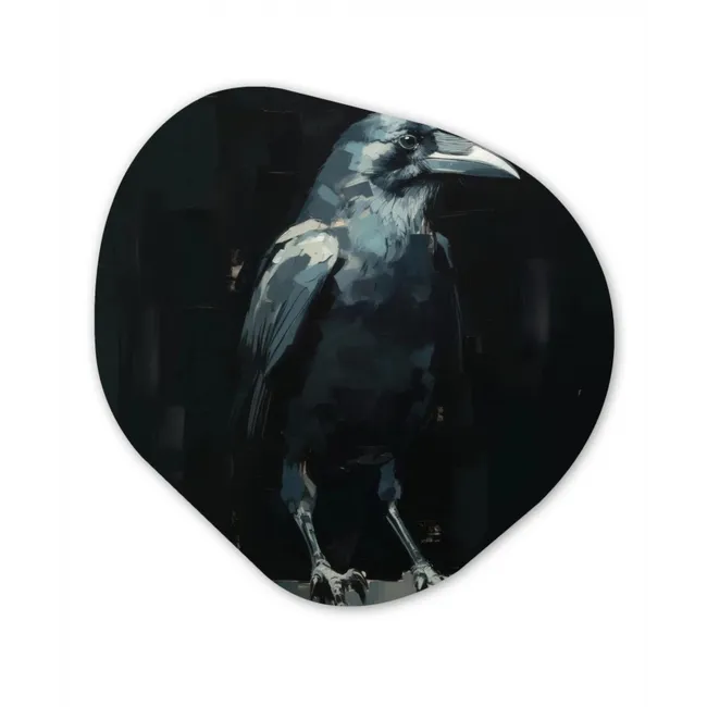 Raaf - Vogels - Zwart Wandcirkel Organisch Forex 3mm middel -3d