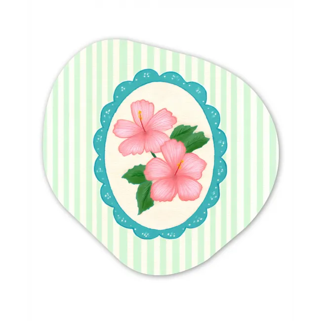 Bloemen - Ovaal - Strepen - Groen Wandcirkel Organisch Forex 3mm middel -3d