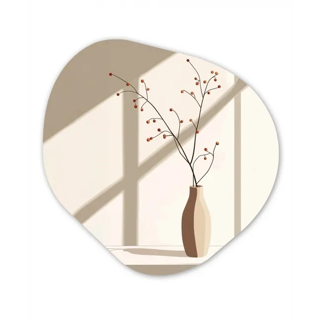 Vaas - Takken - Bessen - Minimalistisch Wandcirkel Organisch Forex 3mm middel -3d