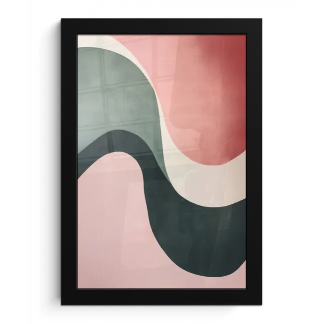 Abstract - Golven - Sierlijk - Roze fotolijst zwart zonder passe partout klein -3d