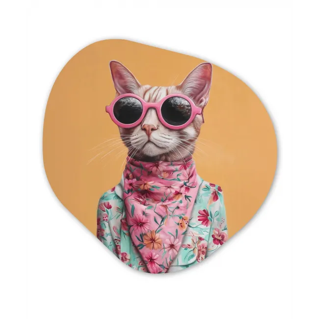 Zonnebril - Kat - Sjaal - Bloemen Wandcirkel Organisch Forex 3mm klein -3d