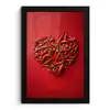 Pepers - Rood - Hart fotolijst zwart zonder passe partout klein -3d