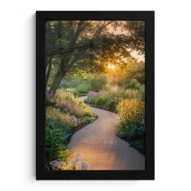 Pad - Bloemen - Park fotolijst zwart zonder passe partout klein -3d