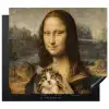 Mona Lisa - Kat - Leonardo da Vinci - Vintage - Kunstwerk - Oude meesters - Schilderij Inductie beschermer vinyl 3mm middel -3d