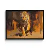 Tijger - Geschilderd - Oranje - Penseelstreken fotolijst zwart zonder passe partout middel -3d