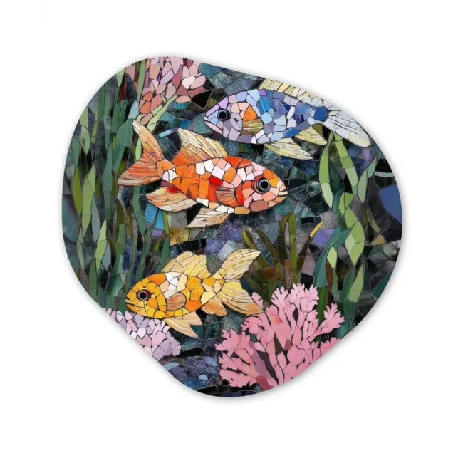 Vissen - Koraal - Zee - Mozaïek Wandcirkel Organisch Forex 3mm klein -3d