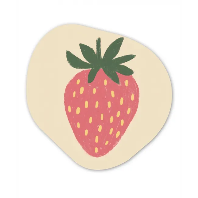 Aardbei - Minimalistisch - Rood - Fruit Wandcirkel Organisch Forex 3mm klein -3d