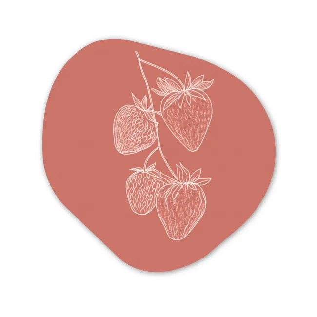 Minimalistisch - Illustratie - Aardbei - Tak Wandcirkel Organisch Forex 3mm klein -3d