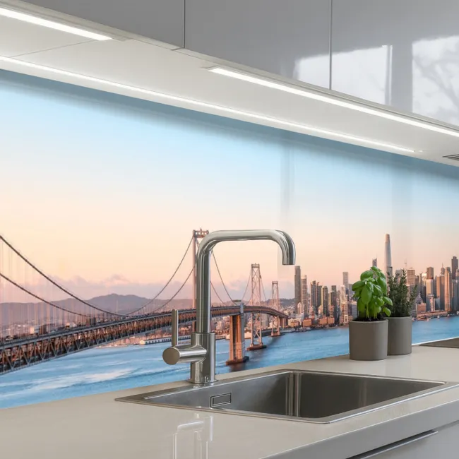 Küchenrückwand - Wasser - Brücke - Skyline - Modern