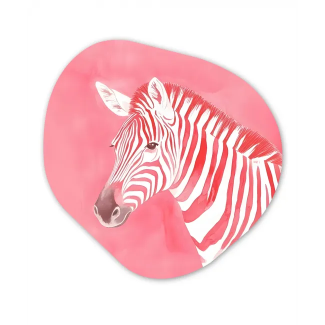 Zebra - Pink - Verf Wandcirkel Organisch Forex 3mm middel -3d