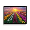 Tulpenveld - Zonsondergang - Kleurrijk fotolijst zwart zonder passe partout middel -3d