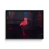 Flamingo - Roze - Neon - Licht fotolijst zwart zonder passe partout middel -3d