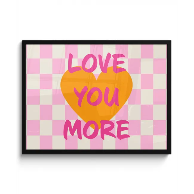 Valentijn - Love - Roze - Oranje fotolijst zwart zonder passe partout middel -3d