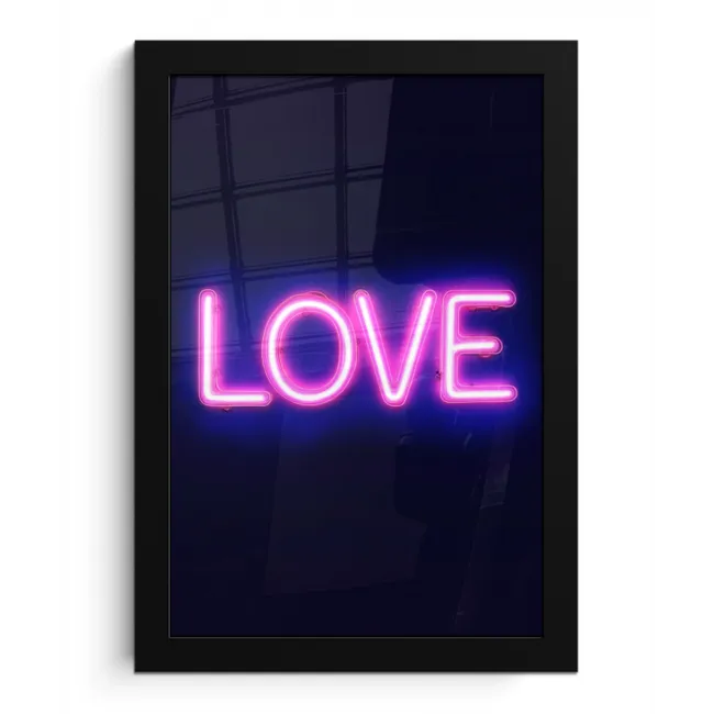 Neon - Love - Valentijn fotolijst zwart zonder passe partout klein -3d