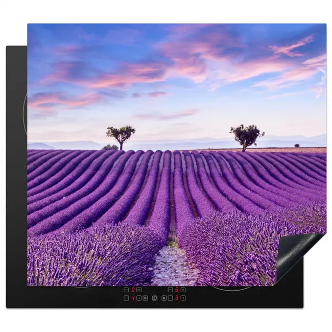 Lavendellijnenspel bij Schemerlicht Inductie beschermer vinyl 3mm middel -3d