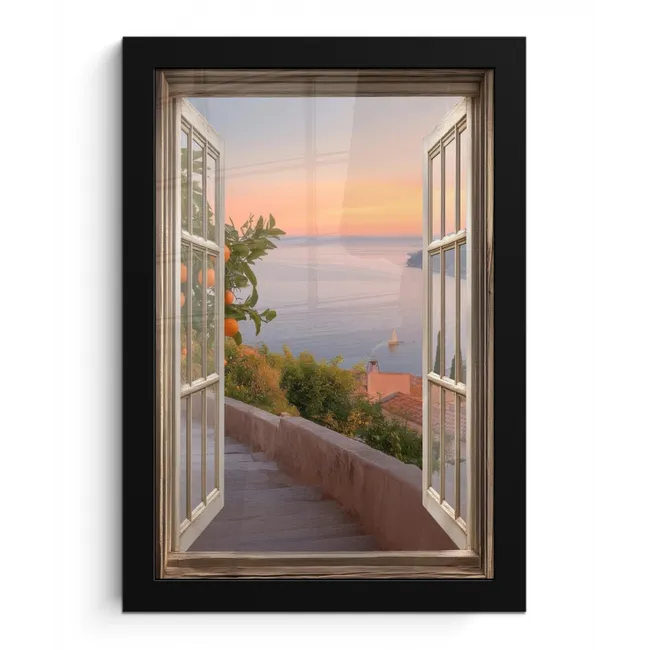 Doorkijk - Uitzicht - Meer - Landschap fotolijst zwart zonder passe partout klein -3d