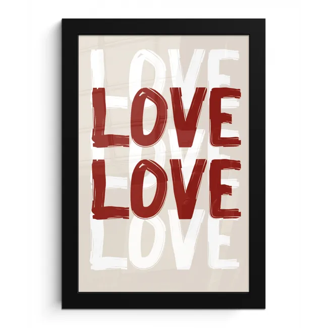 Love - Rood - Tekst fotolijst zwart zonder passe partout klein -3d