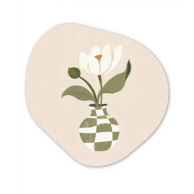 Vaas - Geruit - Bloem - Groen Wandcirkel Organisch Forex 3mm klein -3d