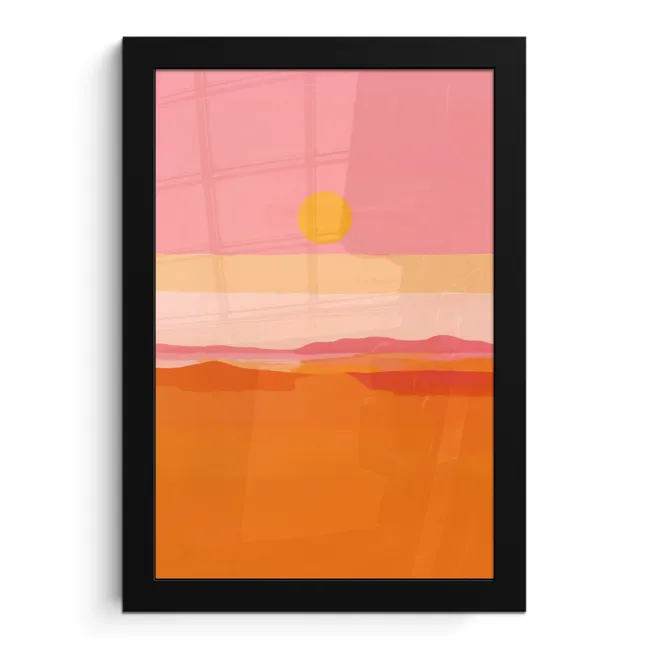 Zon - Abstract - Landschap - Oranje fotolijst zwart zonder passe partout klein -3d