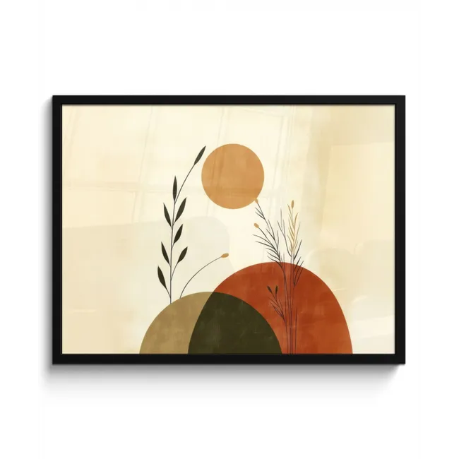 Planten - Abstract - Vormen fotolijst zwart zonder passe partout middel -3d